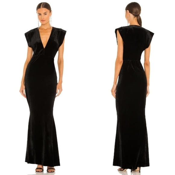 Norma Kamali V Neck Rectangle Velvet in Black XS - Picture 1 of 11